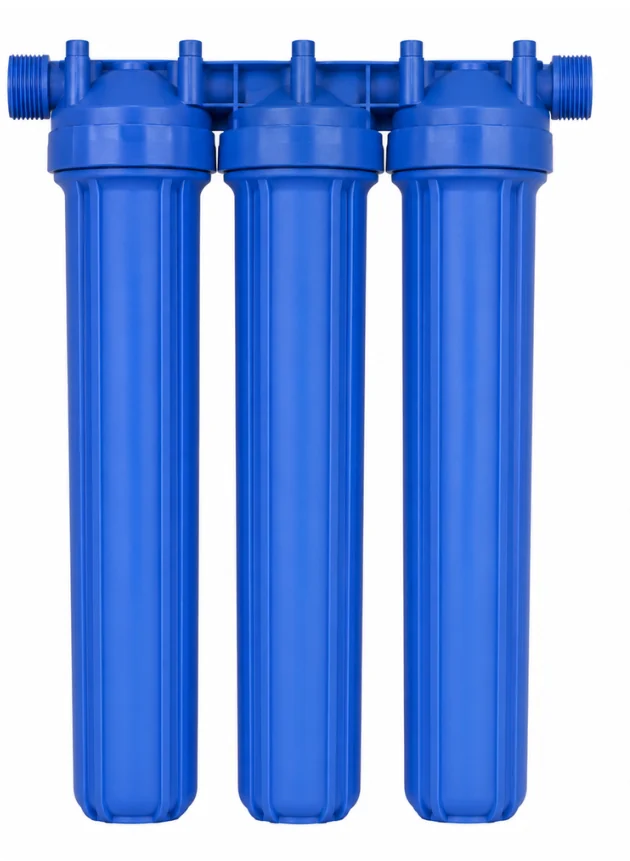 Compact blue AVANTI whole-property filtration system
